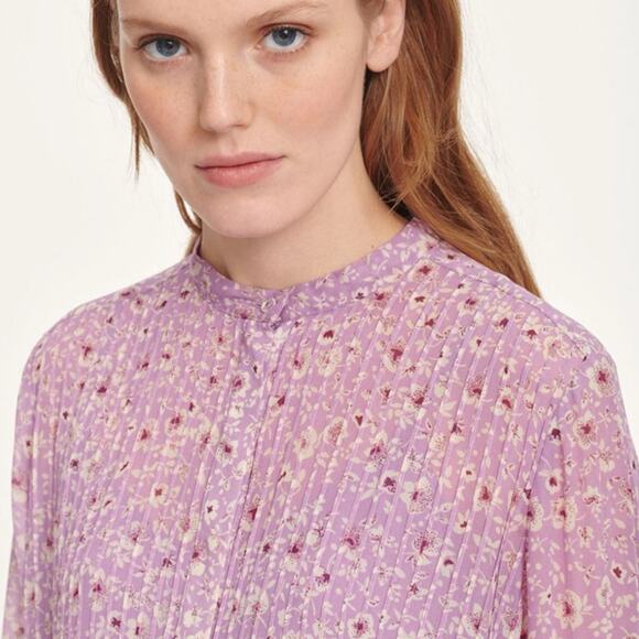 Samsoe Samsoe Elm Pintuck Pleated Chiffon Shirt Dress Wisteria Purple S - Picture 3 of 12